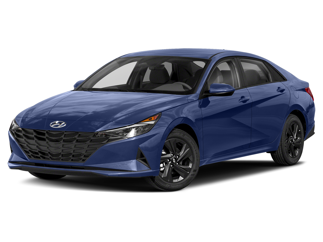 2021 Hyundai Elantra SEL in Intense Blue — front three-quarter view