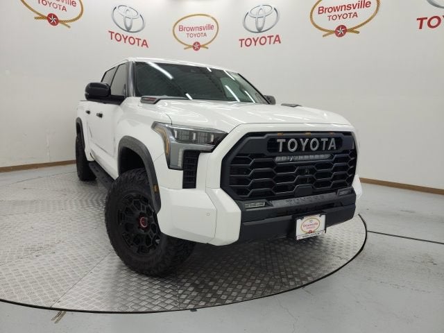 2025 Toyota Tundra 4WD TRD Pro Hybrid in Ice — front three-quarter view