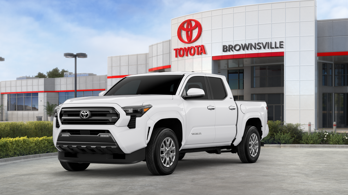 2026 Toyota Tacoma SR5 in Ice Cap — front three-quarter view