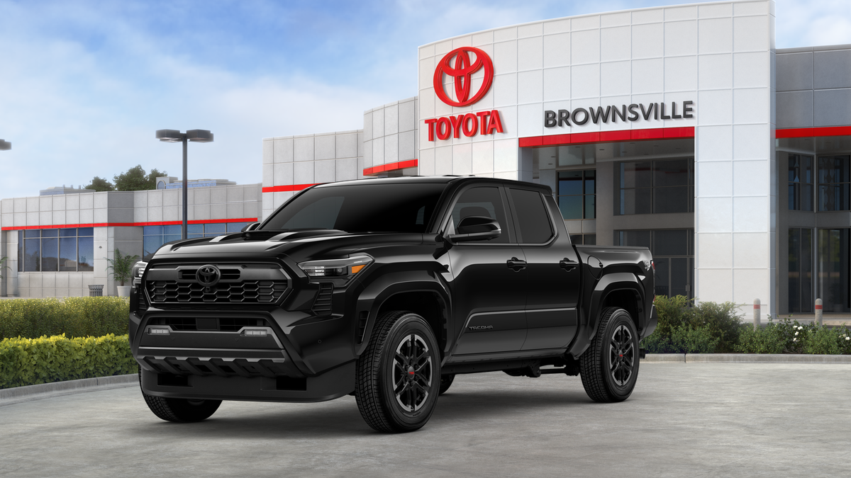 2026 Toyota Tacoma TRD Sport in Black — front three-quarter view