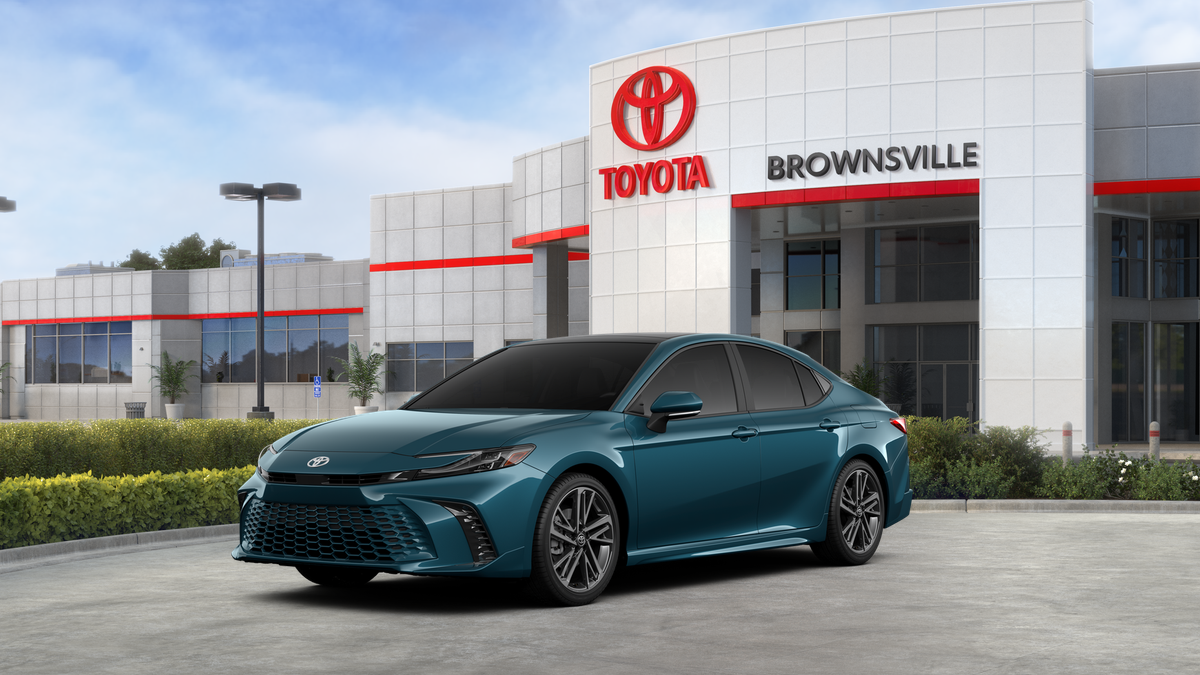 2026 Toyota Camry XSE in Ocean Gem — front three-quarter view